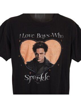 Twilight T Shirt Womens Size XL Black I Love Boys Who Sparkle Edward